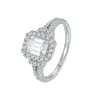 Anillo Popular Europeo y Americano Transfronterizo de Plata de Ley S925 para Mujer con Incrustación de Moissanita, Elegante Joyería de Anillo para Mujer con Piedra de Moissanita