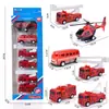 Carro de Brinquedo Infantil de Fricção Mais Vendido Veículo de Engenharia Militar Conjunto Caminhão de Bombeiros Desenho Animado Modelo de Carro Deslizante Atacado
