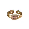 Venta Caliente Transfronteriza Anillo de Diamante Abierto Cuadrado Ajustable Anillo de Diamante Simple Lujo Ligero de Gama Alta Diseño de Nicho Exquisito Anillo