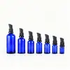 Xm0571 Frasco de Vidro Redondo Cosmético Azul Frasco com Bomba para Loção Frasco Vazio para Essência de Skincare Óleo Capilar Feito Sob Medida