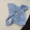 Anillo para el Pelo de Intestino Grueso de Rayas Azules de Alta Gama Coreano Diadema Cuerda para el Pelo de Bola Femenina Lindo Oso Accesorios para el Pelo de Tela