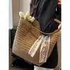 Bolso Cubo Tejido 2026 Estilo Nuevo Primavera Para Escuela Viajes Cotidianos Bolso Tote Mujer Gran Capacidad Vacaciones Bolso Individual de Hombro Tejido de Paja