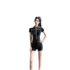 Traje de baño para mujer conservador de una pieza manga corta tipo bóxer sexy que cubre el abdomen adelgazante para entrenamiento deportivo traje de baño para mujer para vacaciones en aguas termales