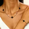 Conjunto de Collar y Pulsera con Colgante de Trébol Esmaltado de Estrella de Cuatro Puntas Incrustado de Diamantes de la Suerte Estilo de Alta Gama Moda Transfronteriza Europea y Americana