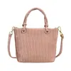 Bolsa Cesta Retrô Estilo Coreano Transfronteiriça para Mulheres, Bolsa de Ombro com Design Canelado, Bolsa de Mão Versátil Casual para o Dia a Dia para Mulheres