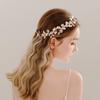 Amazon Venta Caliente Peineta para el Cabello Nupcial Aleación Flor Hoja Horquilla Mujeres Vintage Perla Diamante de Imitación Disco Accesorios para el Cabello Traje