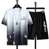 En Stock Al Por Mayor 2025 Nueva Marca de Moda Conjunto de Dos Piezas de Verano para Hombre, Holgado, Casual, de Manga Corta y Shorts