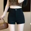 Shorts Casuais A-Line Emagrecedores de Cintura Alta Petite Shorts de Alfaiataria Pretos para Mulheres 2025 Novo Verão