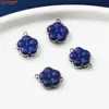 Plata Esterlina Incrustaciones Jade Lapislázuli Calabaza Cuentas Flor Pequeña Caqui Doble Anillo Accesorios Colgante Retro Material DIY