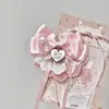 Saia Rosa Doce com Laço Grampo de Cabelo de Coração Presilha Fofa para Franja de Menina Presilha Lateral Presilha Bico de Pato Lolita