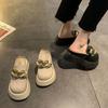 Pantuflas de punta cerrada para mujer, ropa exterior 2022, nueva moda versátil estilo coreano, suela gruesa, zapatos de plataforma de celebridad de internet ins, moda de verano