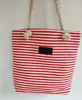 Nova Bolsa de Lona com Corda de Cânhamo Listrada, Bolsa Tote de Ombro de Grande Capacidade, Bolsa Feminina Leve Versátil da Moda para o Dia a Dia