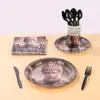 Decoração de Festa Temática do Mítico Wukong Pratos de Papel Descartáveis, Guardanapos, Toalhas de Mesa e Conjunto de Talheres para 10 Pessoas
