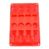 Bandeja de Hielo de Silicona de 16 Piezas Molde para Chocolate Oso Corazón Redondo Forma de Concha Mini Molde para Pastel
