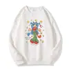 Sudadera de peso pesado con cuello redondo y forro polar para mujer, nuevo estilo otoño e invierno, con divertidos estampados de dibujos animados, top holgado moderno y versátil