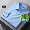 Roupa de trabalho e para entrevistas profissionais, camisa casual simples de fibra de bambu estilo americano, nova tendência de roupas masculinas multicoloridas para primavera e outono