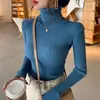 Suéter de gola alta feminino temporada outono e inverno engrossado base preta justa quente novo estilo peça íntima top suéter de malha tamanho único