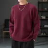 Suéter de punto para hombre L-8XL, cuello redondo, corte holgado, casual, versátil, moderno, manga larga, color liso, top básico, talla grande