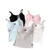 7078 # Camisola sexy de lunares estilo coreano, dulce y picante, para chica, con espalda descubierta y copas acolchadas, top tipo tank top versátil para mujer, entallador y adelgazante
