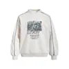 Moletom Crewneck com Letras Graffiti de Retrato Americano Masculino Primavera e Outono Solto Estilo de Rua Casual Pulôver Roupa Esportiva