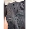 Cárdigan de punto trenzado para mujer, cuello alto estilo coreano, de un solo pecho, manga larga, con flecos, efecto adelgazante, suéter gris, colección otoño/invierno 2026