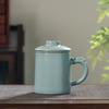 Caneca Azul Céu Forno Ru Cerâmica Xícara de Chá com Infusor Separador de Chá e Água, Caneca de Água de Reunião de Escritório de Alta Qualidade