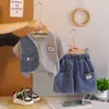 Conjunto de Verano para Niños 2026 Nuevo Elegante Ropa de Verano Infantil Conjunto de Dos Piezas de Manga Corta para Niños Pequeños Venta al por Mayor