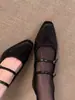 Zapatos Mary Jane cuadrados de estilo retro francés, con diseño de doble hebilla, tacones gruesos y un estilo de tacón alto cómodo, versátil y minimalista