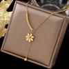 Collar de Margarita Femenino Acero de Titanio No se Desvanece Estilo Frío Temperamento Socialité Borla Exquisita Cadena Clavicular Estudiante Novia Marea