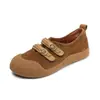 Sapatos Casuais Femininos Planos com Velcro, Tênis de Couro Estilo Ballet, Sapatilhas Retrô de Couro Genuíno - Estilo Novo da Primavera de 2026