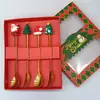 Juego de Cubiertos de Acero Inoxidable Cuchara y Tenedor Navideños Transfronterizos Papá Noel Árbol Cuchara de Postre Dibujos Animados Creativo Set de Regalo Navideño