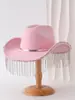 Chapéu de Cowboy Ocidental Popular Europeu e Americano com Franjas Finas Chapéu Pequeno Casual Elegante Chapéu de Festa de Festival Chapéu de Jazz