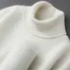 Suéter masculino de lã pura com gola alta, cor sólida, casual de negócios, caimento solto, malha de tricô, pulôver, camiseta de malha