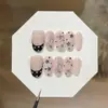 Tao XilvAzúcar Moreno Dulce Contrato Temperamento Dulce Fresco Puntos Negros y Blancos Estrellas Talladas a Mano Uñas Portátiles Hechas a Mano