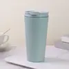 Taza aislada de acero inoxidable 304, portátil, de paredes rectas, acabado mate simple, adecuada para hombres y mujeres, estudiantes y para usar en el coche; personalizable