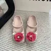 Tamancos de Ballet de Verão com Flores Bufantes e Acessórios de Pérola, Chinelos Frescos de Estilo Gentil para Idosos