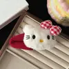 Lindo Clip de Gato de Peluche Otoño Nuevo Muñeco Relleno a Cuadros Pasador Grande Estilo Girly Pasador Accesorios para el Cabello