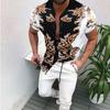 Camisa de Manga Corta para Hombre Estilo Étnico Nuevo de Verano Directo de Fábrica Transfronterizo Top Cárdigan Estampado Étnico