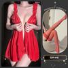Lingerie Sexy com Renda Transparente, Camisola Sedutora, Vestido de Noite Fino e Quente com Tiras Abertas no Gancho, Roupa de Dormir Plus Size Qqny