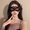 Máscara de Flor Negra de Halloween Accesorios de Disfraz de Mascarada Cadena de Gafas Máscara de Media Cara Misteriosa Fiesta