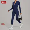Macaquinho de Fleece com Zíper e Manga Longa QiuSha para Outono e Inverno, Body Esportivo de Fitness de Alta Intensidade 1590