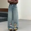 Jeans para Niña con Estampado de Cachorros 2026 Otoño Nueva Moda Pantalones Holgados de Pierna Ancha para Niños Mayores con Cintura Elástica