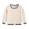 Cárdigan Suéter de Punto para Niños 100% Algodón Puro Primavera y Otoño Estilo Coreano Casual Ropa de Punto Infantil en Stock para Niños y Niñas
