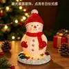 Boneco de Neve de Natal Resina Figura Chapéu Vermelho Cachecol Luz Quente Luz Noturna Mesa Decoração de Natal Casa Presente