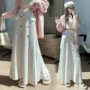 Falda de Punto Suave con Botones para Mujer Primavera y Otoño 2026 Casual Cintura Alta Adelgazante Falda de Línea A Falda Larga Acampanada