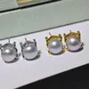 Joias Dan Tao Agulha de prata esterlina S925 Pérola natural Brincos com letra M Casa M com joias lisas para mulheres atacado