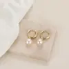 Pendientes Colgantes de Perlas Nuevos Más Vendidos Transfronterizos Cobre Chapado en Oro Real Ganchos Franceses para Oreja Pendientes de Lujo Ligero de Gama Alta Venta al por Mayor