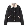 Fabricantes Mayoristas de Ropa para Mujer Transfronteriza Invierno 2025 Estilo Europeo y Americano Solapa Manga Larga Bolsillos Dobles Acolchado Algodón Abrigo