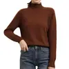 Suéter de cuello alto medio para mujer 2026 Otoño e Invierno Nuevo Estilo Camisa base de punto Color liso Ajuste ceñido Ropa de punto de moda para mujer