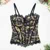Corsé de Encaje con Estampado Floral Ceñidor de Cintura Bustier de Ballenas Versátil Individual de Alta Gama Lujo Diseño de Moda Top Moldeador